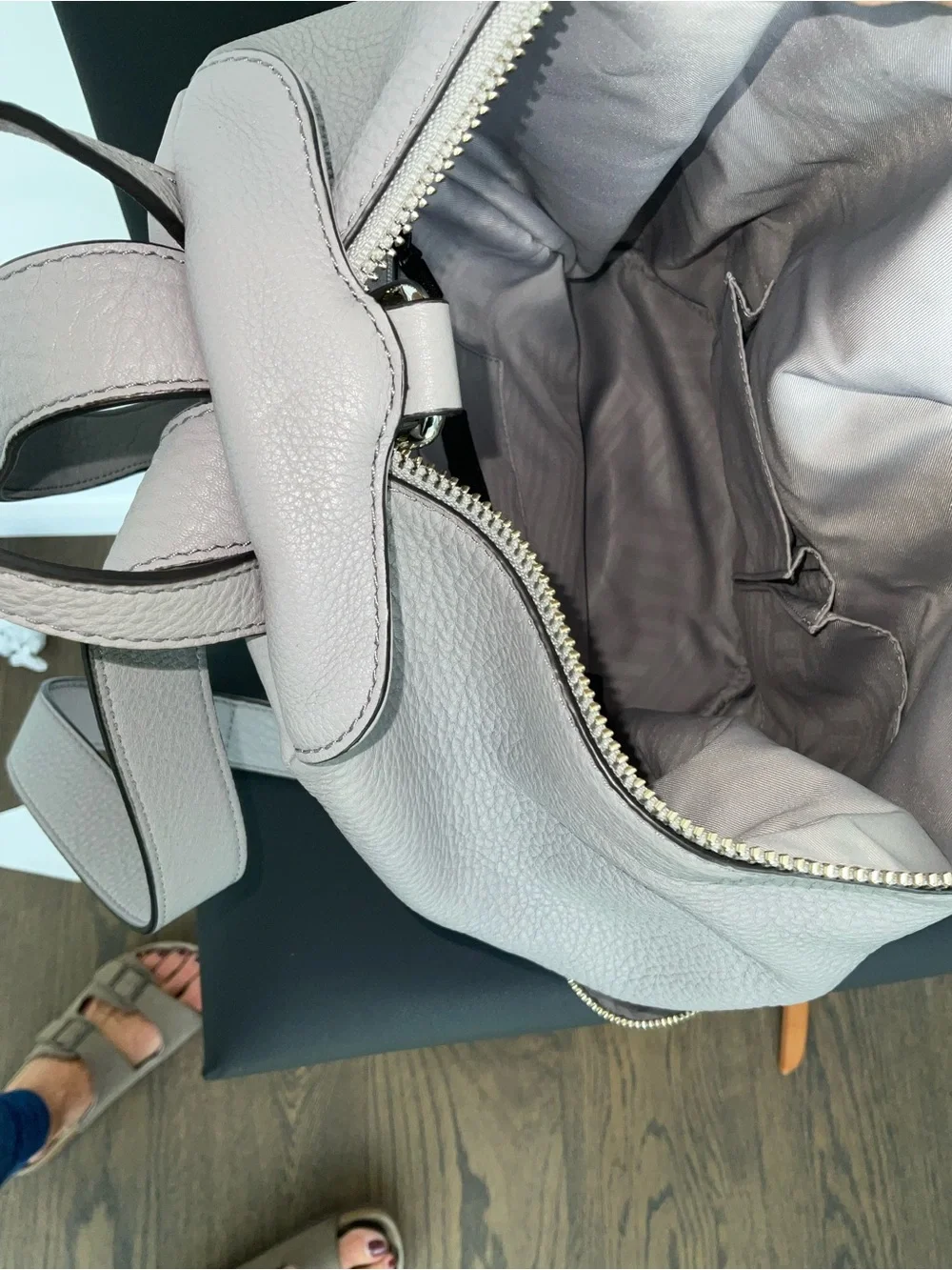 Rebecca Minkoff Gray Julian Pebbled Leather Backpack